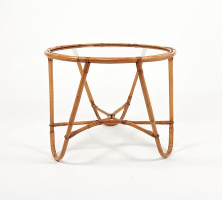 Mid-Century Round Coffee Table in Bamboo, 1960s-LYQ-1761433