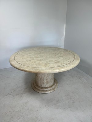 Mid-Century Round Coffee Table in Stone and Brass-GNW-1759969