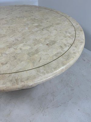 Mid-Century Round Coffee Table in Stone and Brass-GNW-1759969