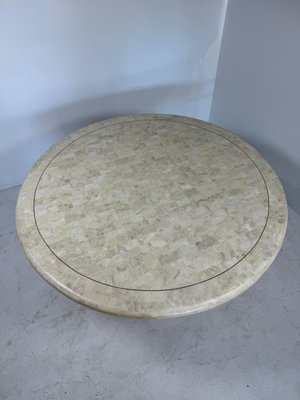 Mid-Century Round Coffee Table in Stone and Brass-GNW-1759969