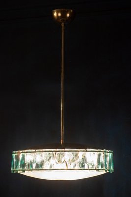 Mid-Century Round Crystal and Chrome Pendant from Fontana Arte, 1960-MBH-1151807