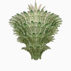 Mid-Century Round Green and Transparent Murano Glass Chandelier, 1990s-UH-952280