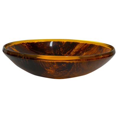 Mid-Century Round Italian Tortoiseshell Acrylic Centerpiece in the Style of Christian Dior, 1970s-JDR-1414121