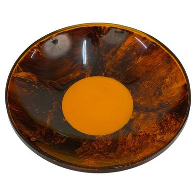 Mid-Century Round Italian Tortoiseshell Acrylic Centerpiece in the Style of Christian Dior, 1970s-JDR-1414121