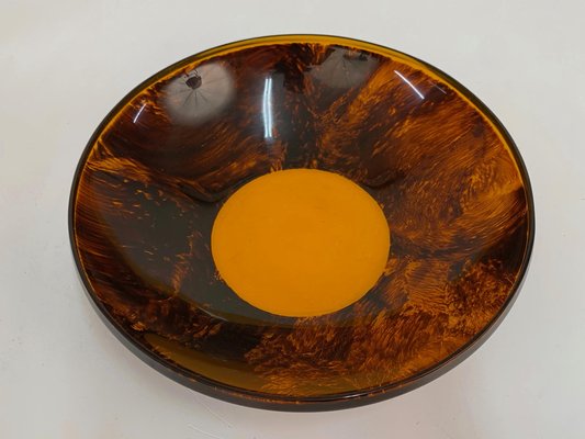 Mid-Century Round Italian Tortoiseshell Acrylic Centerpiece in the Style of Christian Dior, 1970s-JDR-1414121