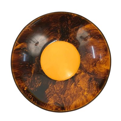 Mid-Century Round Italian Tortoiseshell Acrylic Centerpiece in the Style of Christian Dior, 1970s-JDR-1414121