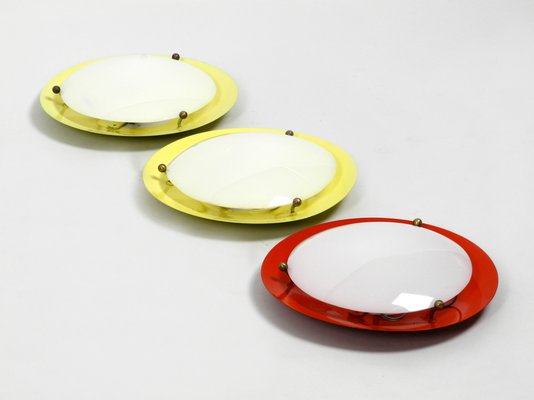 Mid-Century Round Metal and Acrylic Glass Sconces, 1950s, Set of 3-RR-619933