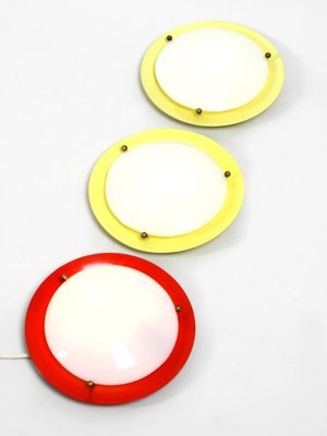 Mid-Century Round Metal and Acrylic Glass Sconces, 1950s, Set of 3-RR-619933