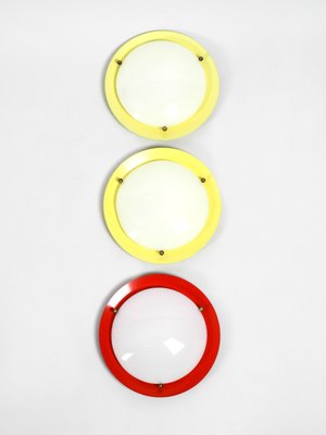 Mid-Century Round Metal and Acrylic Glass Sconces, 1950s, Set of 3-RR-619933