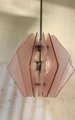 Mid-Century Round Pink Murano Glass Chandelier in the Style of Fontana Arte, 1980-UH-964847