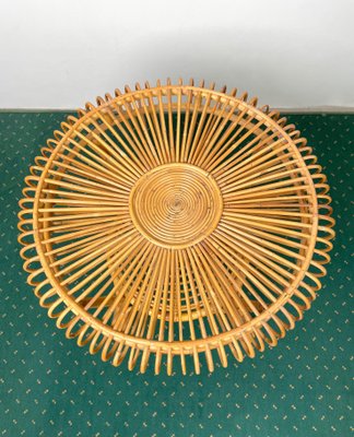 Mid-Century Round Rattan & Bamboo Coffee Table, Italy, 1960s-LYQ-1171385