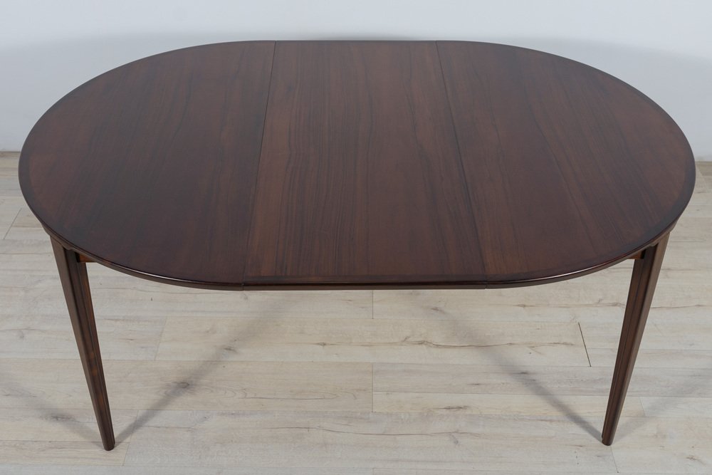 Mid-Century Round Rosewood Dining Table by Henry Rosengren Hansen for Brande Mobel Industry, 1960s