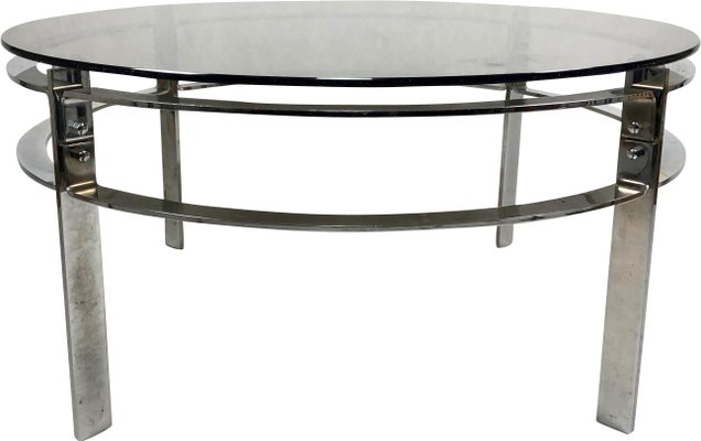 Mid-Century Round Steel Coffee Table, 1970s-ZCY-1376015