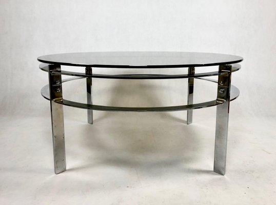 Mid-Century Round Steel Coffee Table, 1970s-ZCY-1376015