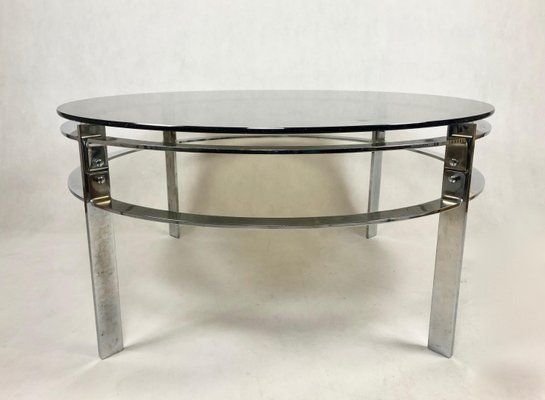 Mid-Century Round Steel Coffee Table, 1970s-ZCY-1376015