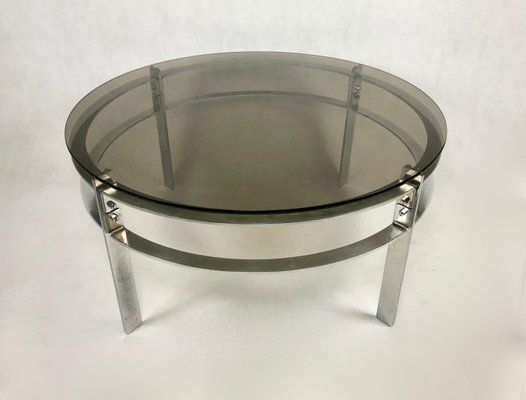 Mid-Century Round Steel Coffee Table, 1970s-ZCY-1376015