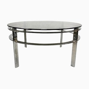 Mid-Century Round Steel Coffee Table, 1970s-ZCY-1376015