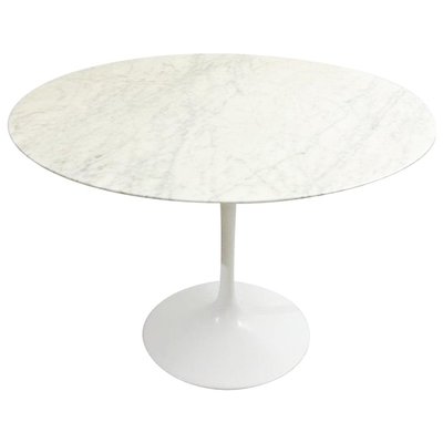 Mid-Century Round White Marble Tulip Dining Table attributed to Eero Saarinen for Knoll, 1960s-FGA-1718979