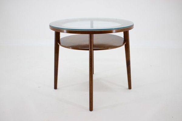 Mid-Century Round Wooden Coffee Table, Czechoslovakia, 1960s-TZ-1117896