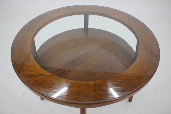 Mid-Century Round Wooden Coffee Table, Czechoslovakia, 1960s-TZ-1117896