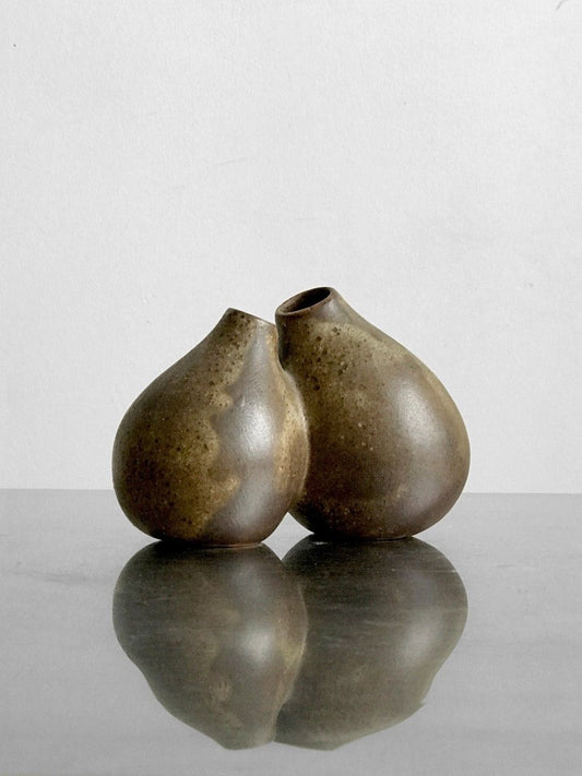 Mid-Century Sandstone Soliflore Double Bud Vase