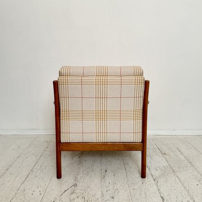 Mid-Century Scandinavian Armchair in Cherry Wood and Checked Fabric, 1960s-FB-1783639