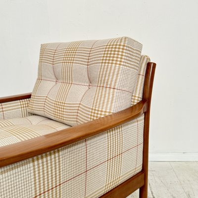 Mid-Century Scandinavian Armchair in Cherry Wood and Checked Fabric, 1960s-FB-1783639