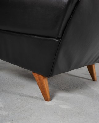 Mid-Century Scandinavian Armchair in Teak and Black Leather, Denmark, 1960s-DIP-1746947