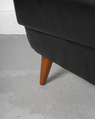 Mid-Century Scandinavian Armchair in Teak and Black Leather, Denmark, 1960s-DIP-1746947