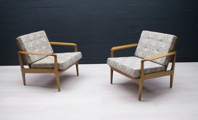 Mid-Century Scandinavian Armchairs in Cherry, 1960s, Set of 2-KQB-697350