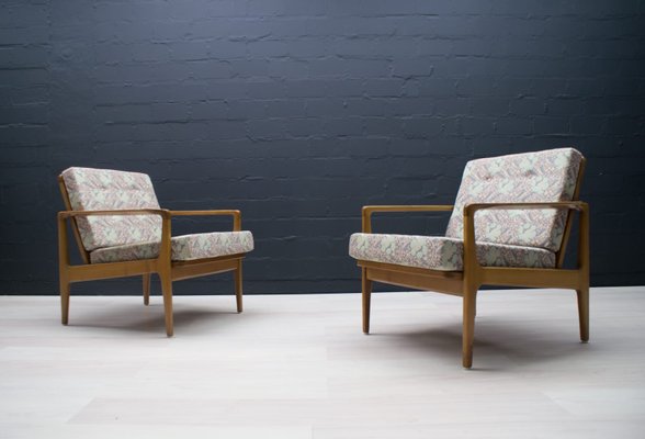 Mid-Century Scandinavian Armchairs in Cherry, 1960s, Set of 2-KQB-697350