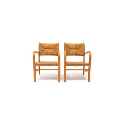 Mid-Century Scandinavian Beech Armchairs, Set of 2-QQA-778958