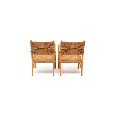 Mid-Century Scandinavian Beech Armchairs, Set of 2-QQA-778958