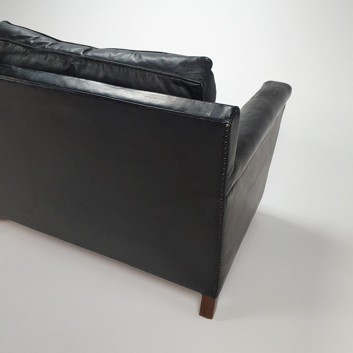 Mid-Century Scandinavian Black Leather 3-Seater Sofa, 1950s