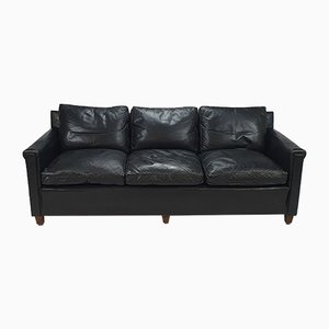 Mid-Century Scandinavian Black Leather 3-Seater Sofa, 1950s-RMX-988428