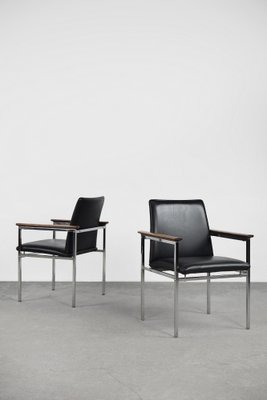 Mid-Century Scandinavian Black Leather Armchair by Sigvard Bernadotte for France & Søn, 1960s, Set of 2-ZAA-1268387