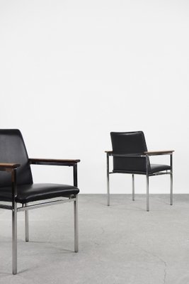 Mid-Century Scandinavian Black Leather Armchair by Sigvard Bernadotte for France & Søn, 1960s, Set of 2-ZAA-1268387