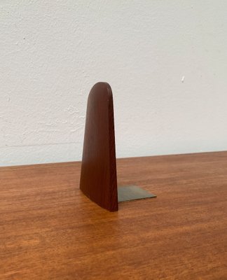 Mid-Century Scandinavian Bookend in Teak and Brass-UAH-1248998