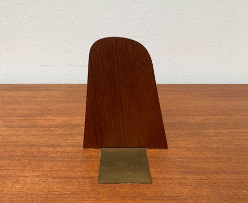 Mid-Century Scandinavian Bookend in Teak and Brass-UAH-1248998