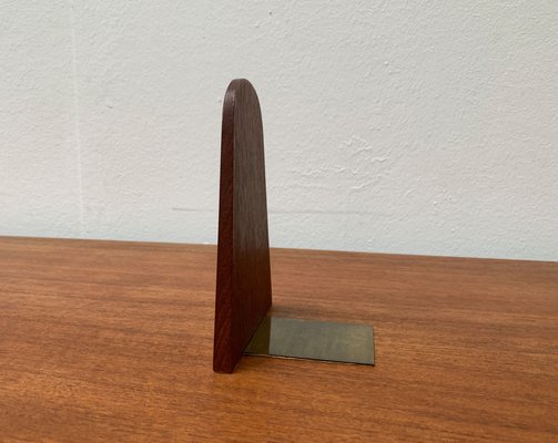 Mid-Century Scandinavian Bookend in Teak and Brass-UAH-1248998