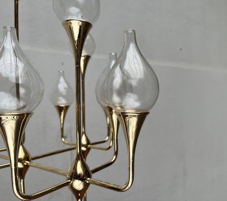 Mid-Century Scandinavian Brass and Glass Clear Drops Oil Lamp or Candleholder by Freddie Andersen, 1960s-UAH-1824276