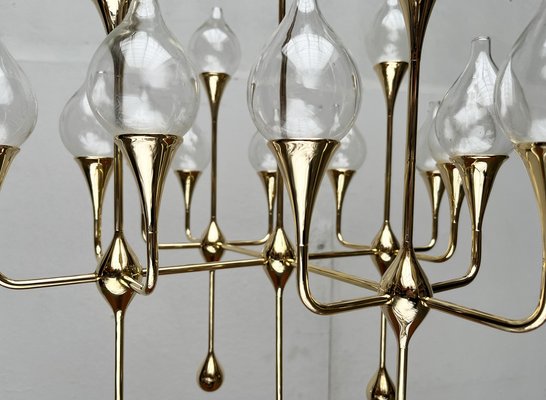 Mid-Century Scandinavian Brass and Glass Clear Drops Oil Lamp or Candleholder by Freddie Andersen, 1960s-UAH-1824276