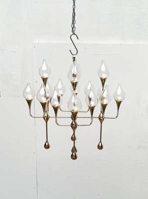 Mid-Century Scandinavian Brass and Glass Clear Drops Oil Lamp or Candleholder by Freddie Andersen, 1960s-UAH-1824276