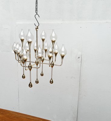 Mid-Century Scandinavian Brass and Glass Clear Drops Oil Lamp or Candleholder by Freddie Andersen, 1960s-UAH-1824276