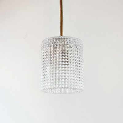 Mid-Century Scandinavian Brass & Crystal Glass Ceiling Lamp/Pendant attributed to Carl Fagerlund for Orrefors, Sweden, 1960s-BMM-2024552