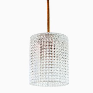 Mid-Century Scandinavian Brass & Crystal Glass Ceiling Lamp/Pendant attributed to Carl Fagerlund for Orrefors, Sweden, 1960s-BMM-2024552