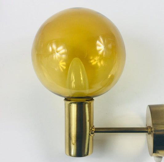 Mid-Century Scandinavian Brass & Glass Model v-149 Wall Lamp by Hans-Agne Jakobsson för Markaryd, 1960s