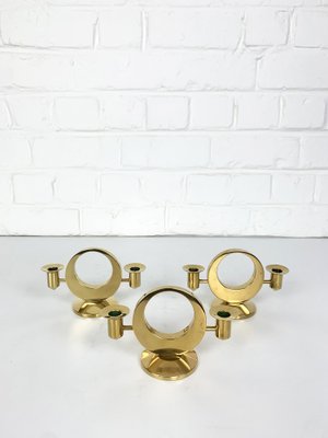 Mid-Century Scandinavian Candelabras in Brass by Arthur Pe, Kolbäck, Sweden, Set of 3-ZM-1749207