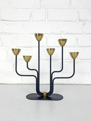 Mid-Century Scandinavian Candleholder in Brass and Metal by Gunnar Ander for Ystad Metall, 1950s-ZM-1732102