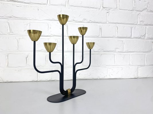 Mid-Century Scandinavian Candleholder in Brass and Metal by Gunnar Ander for Ystad Metall, 1950s-ZM-1732102